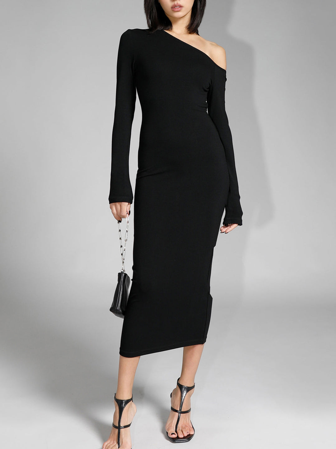 Asymmetric Off Shoulder Long Sleeve Midi Dress  Liora Lane Boutique Dresses