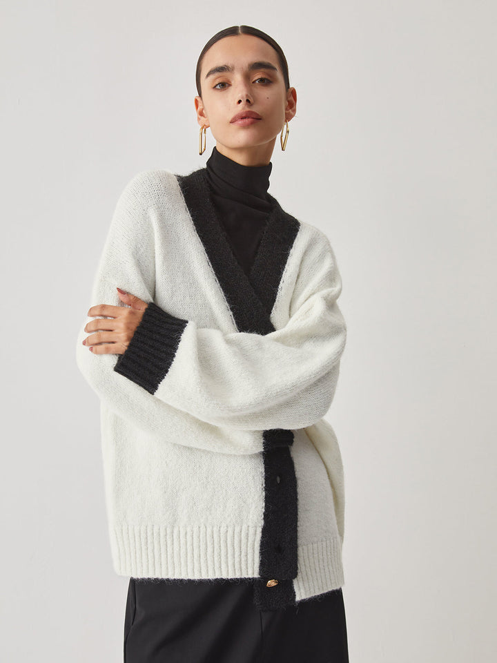 Oversized Contrast Trim Cardigan  Liora Lane Boutique Cardigans