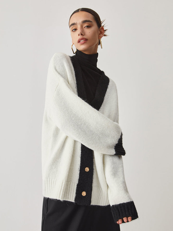Oversized Contrast Trim Cardigan  Liora Lane Boutique Cardigans