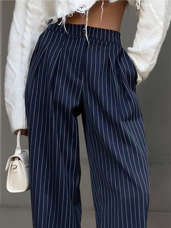 Pinstripe Pleated Wide-Leg Pants  Liora Lane Boutique Pants