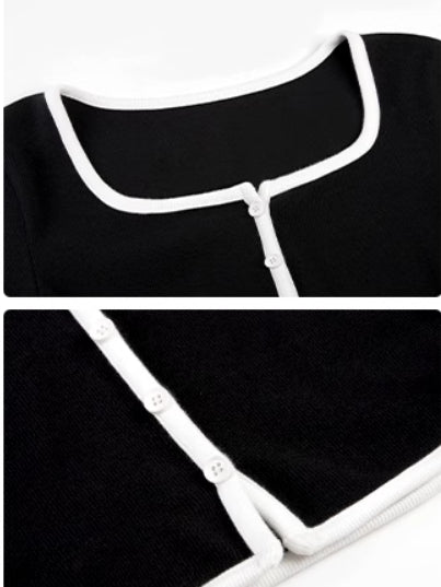 Square Neck Contrast Trim Long Sleeve Knit Shirt  Liora Lane Boutique T-Shirts