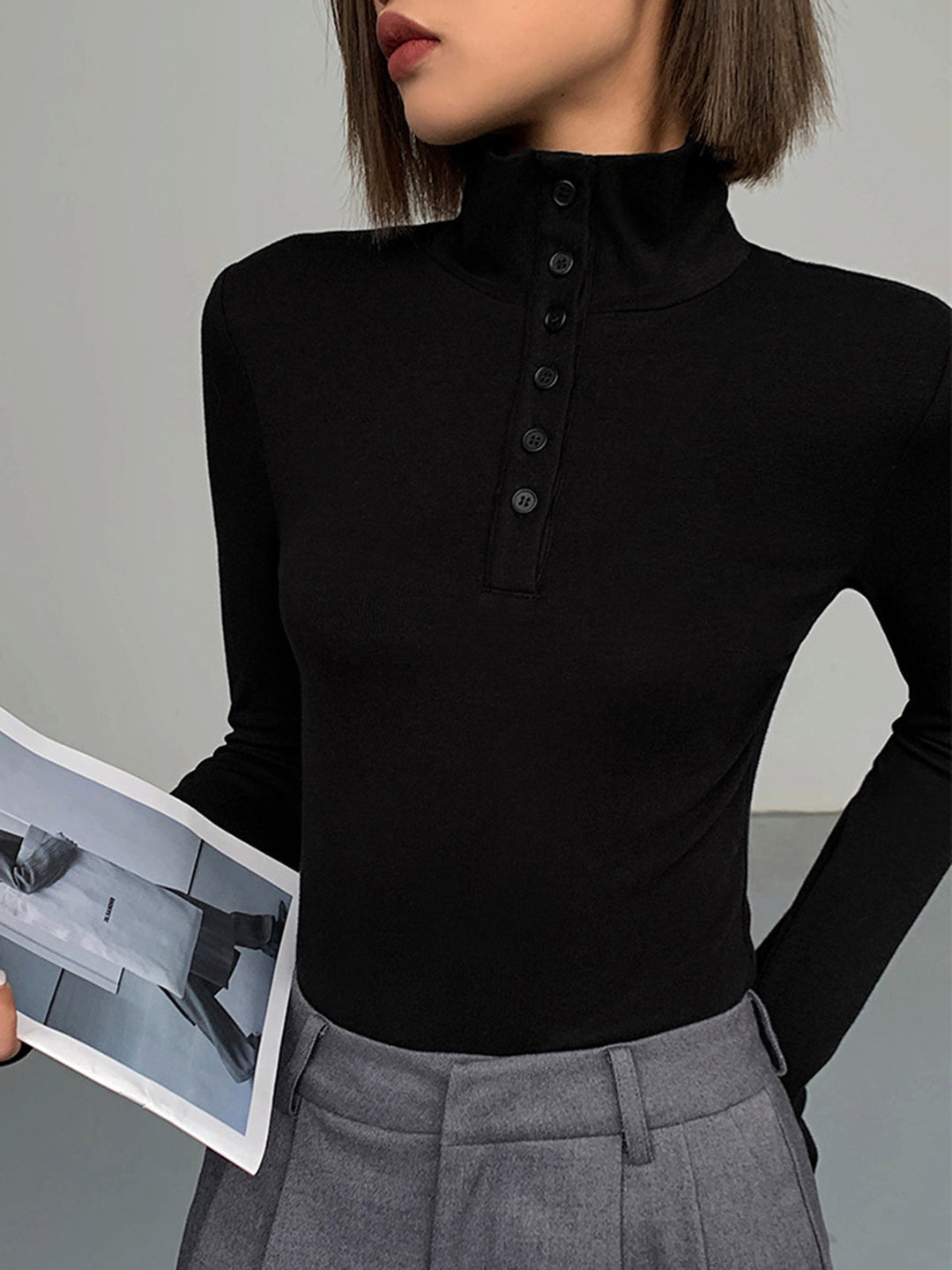 Slinky Button-up Long Sleeve Shirt  Liora Lane Boutique T-Shirts