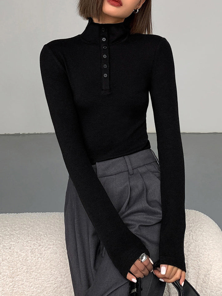Slinky Button-up Long Sleeve Shirt  Liora Lane Boutique T-Shirts