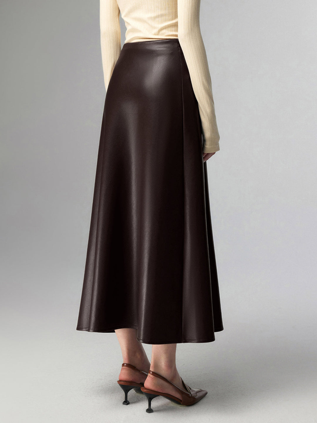 Pleated Faux Leather Midi Skirt  Liora Lane Boutique Skirts