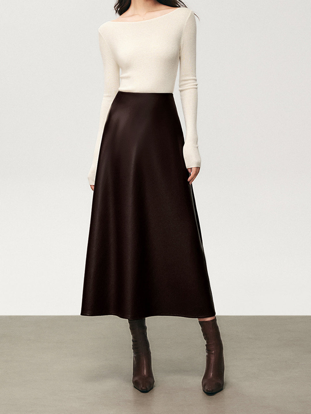 Pleated Faux Leather Midi Skirt  Liora Lane Boutique Skirts