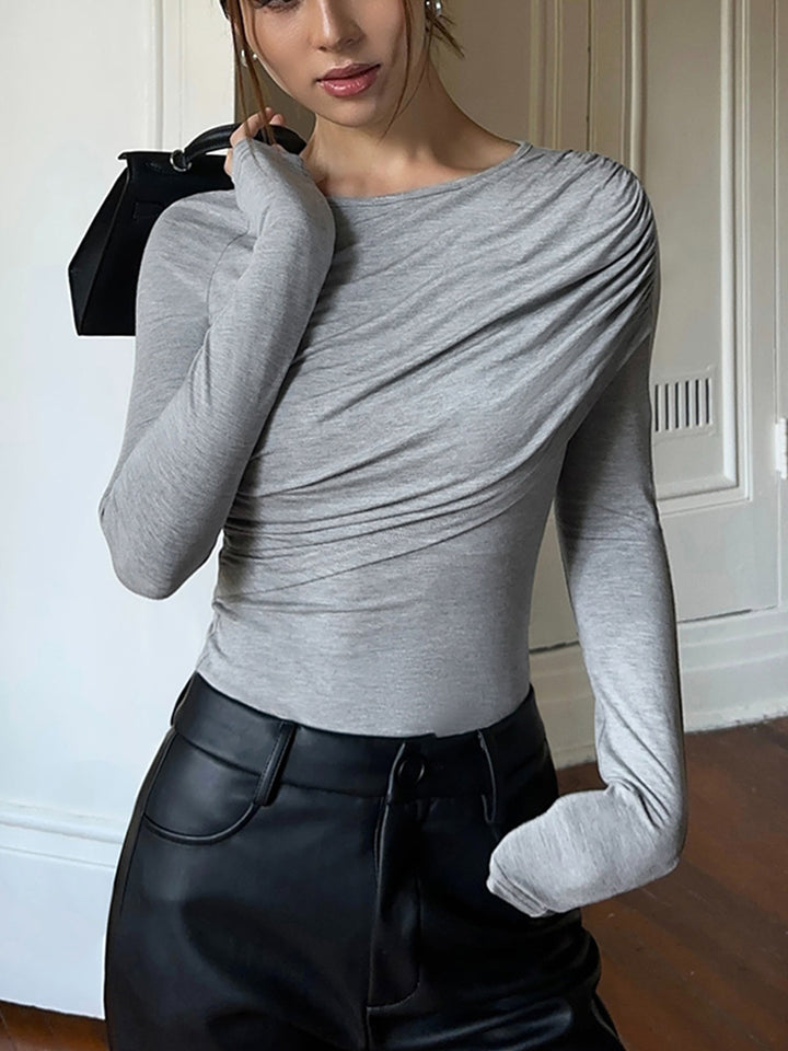 Layered Long Sleeve Pleated Shirt  Liora Lane Boutique T-Shirts