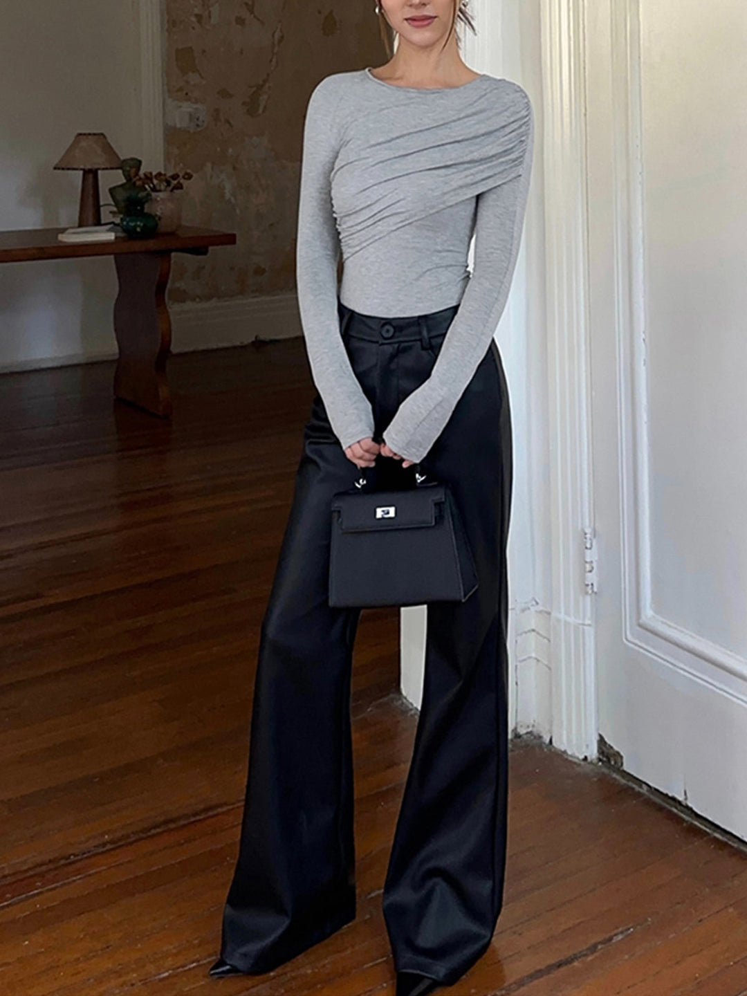 Layered Long Sleeve Pleated Shirt  Liora Lane Boutique T-Shirts