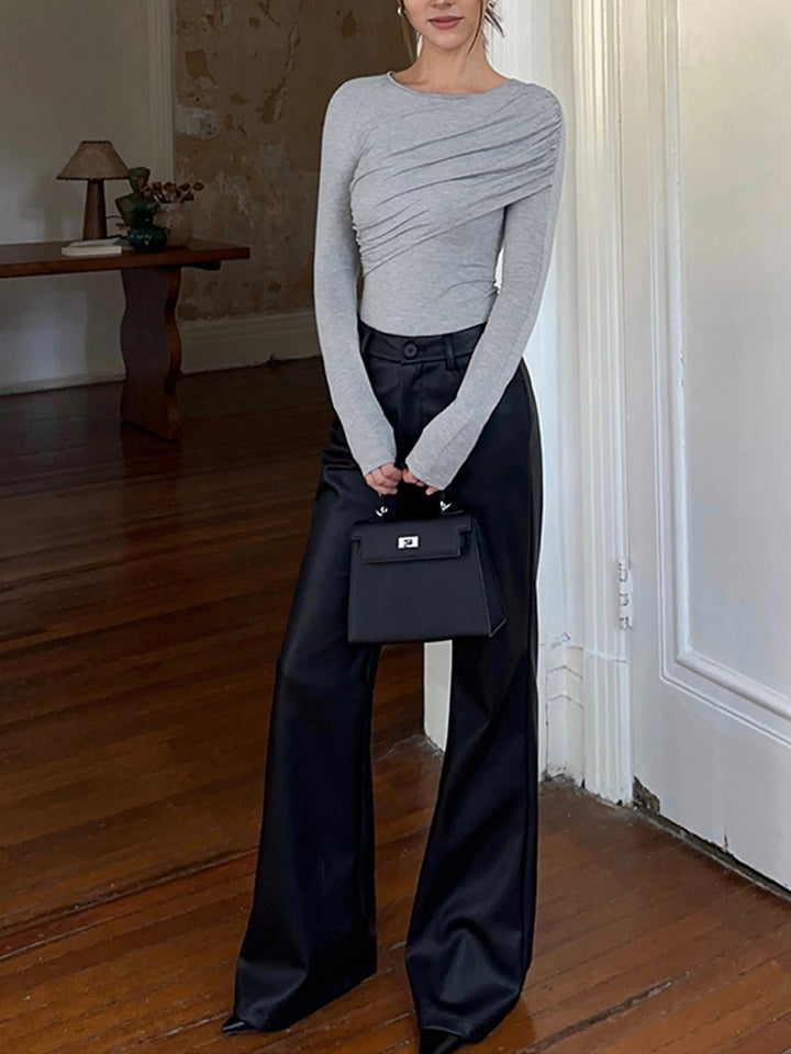 Layered Long Sleeve Pleated Shirt  Liora Lane Boutique T-Shirts