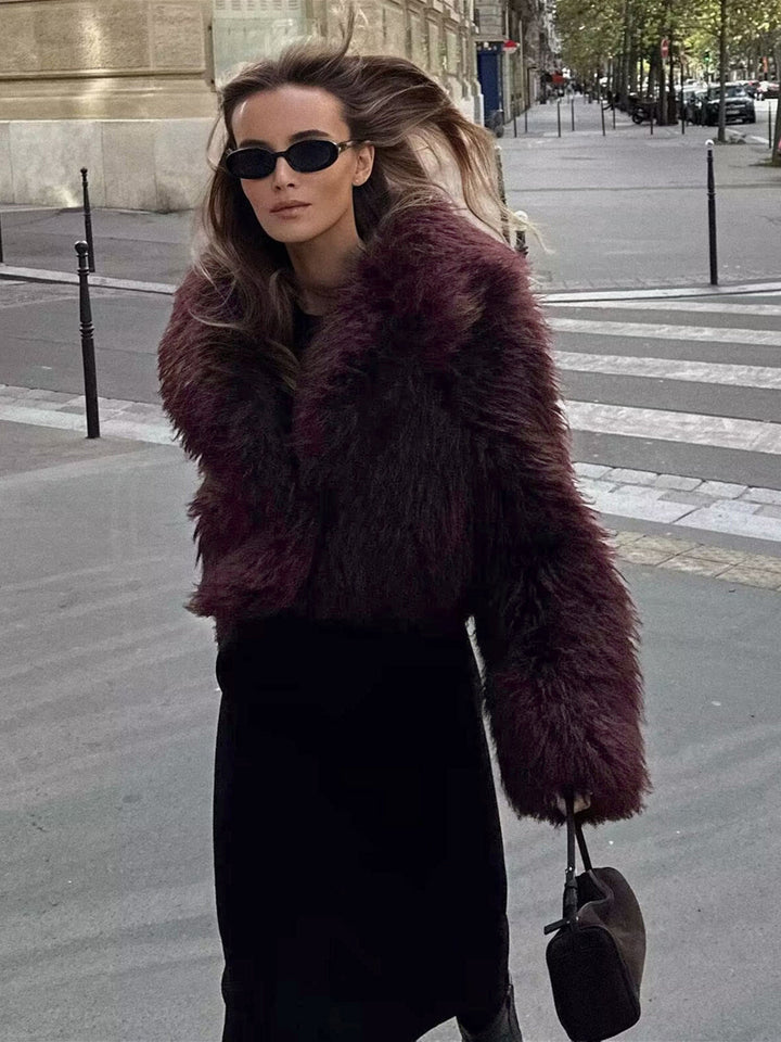Fuzzy Faux Fur Short Coat  Liora Lane Boutique Women Faux Fur Coats