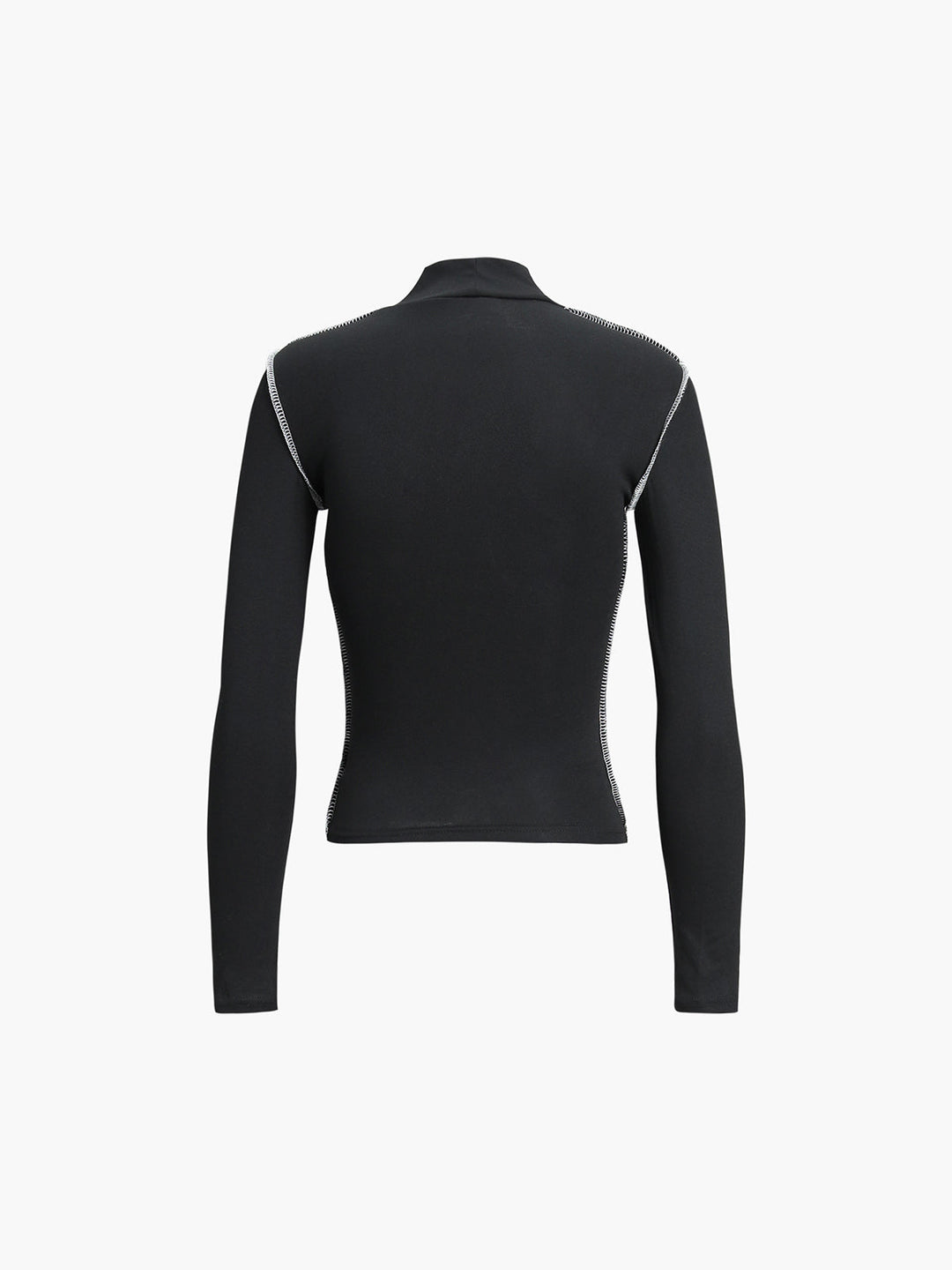 Contrast Trim Mock Neck Long Sleeve Top  Liora Lane Boutique T-Shirts