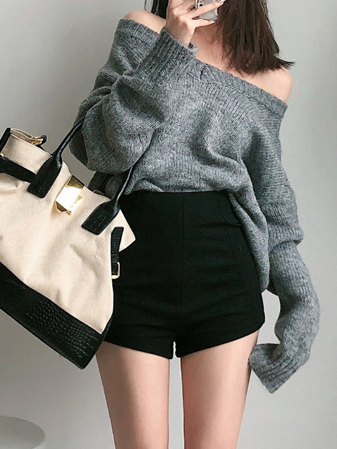 Solid High Waist Zip Shorts  Liora Lane Boutique Shorts Black / XL 26.00
