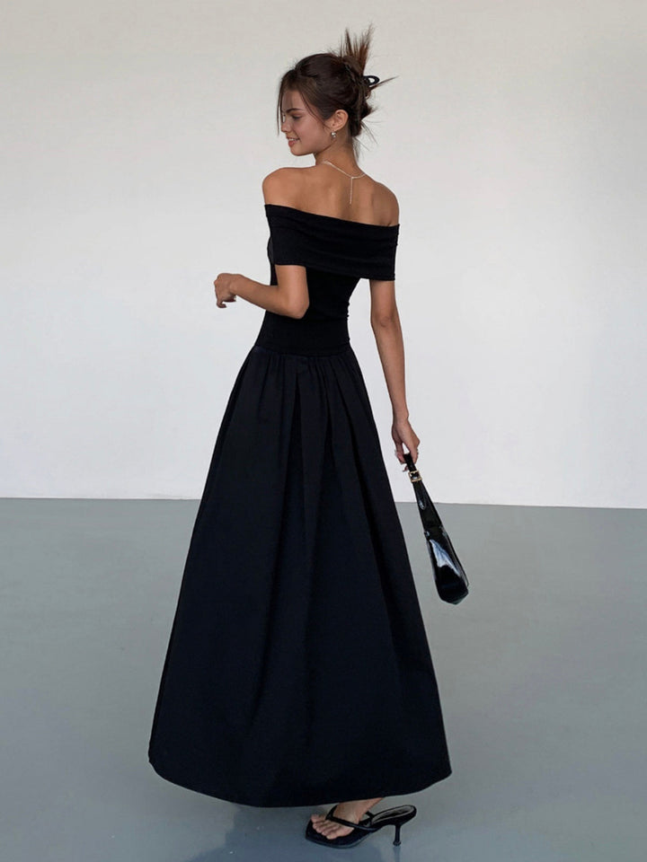 Frenchy Solid Off-Shoulder Long Dress  Liora Lane Boutique Dresses
