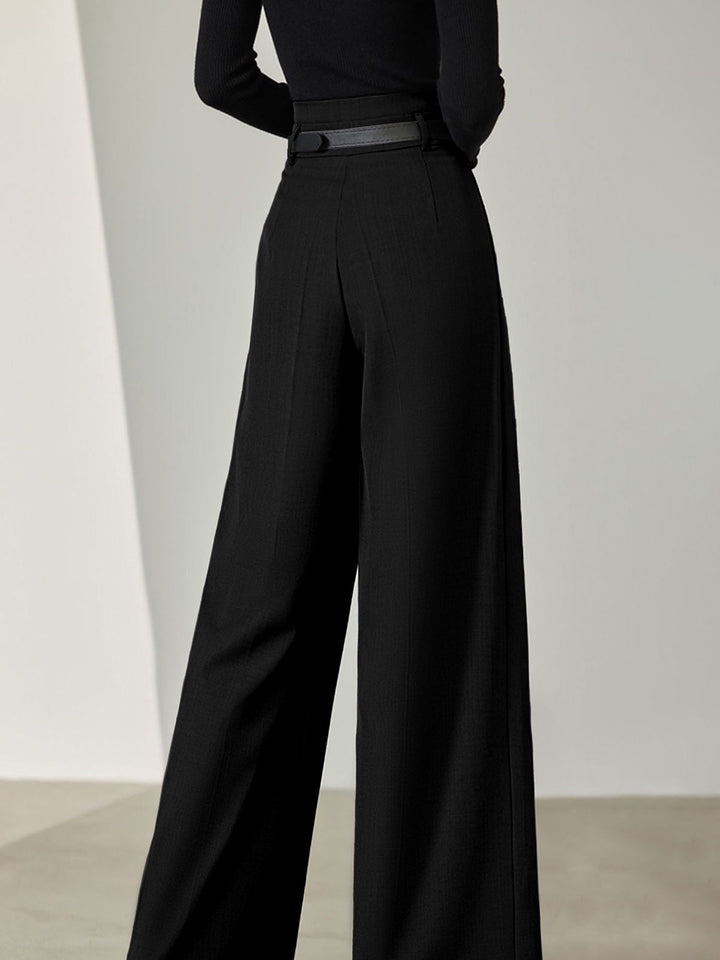 Solid Belted Pleated Wide Leg Pants  Liora Lane Boutique Pants