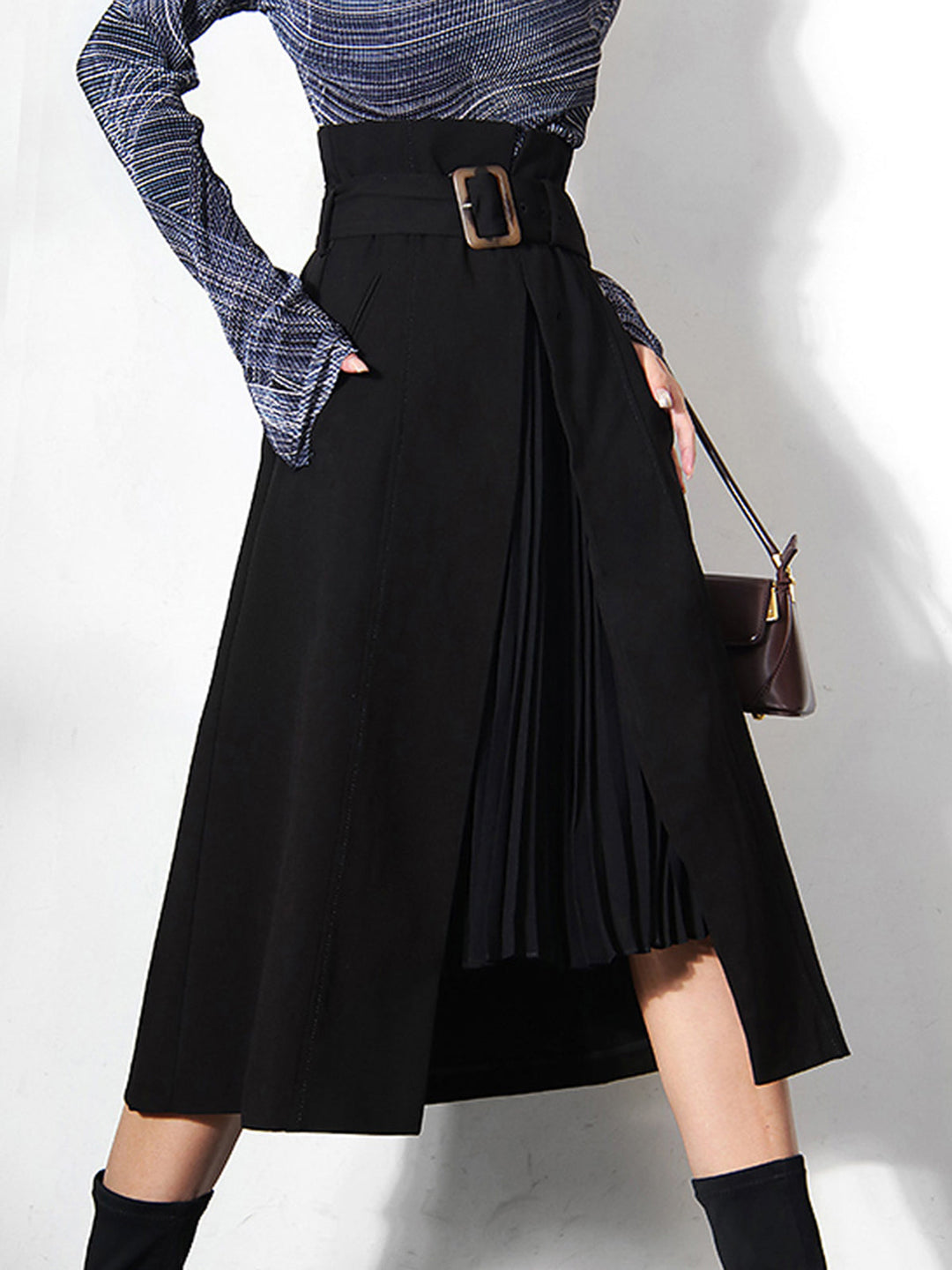 Irregular Package Belted Midi Skirt  Liora Lane Boutique Skirts