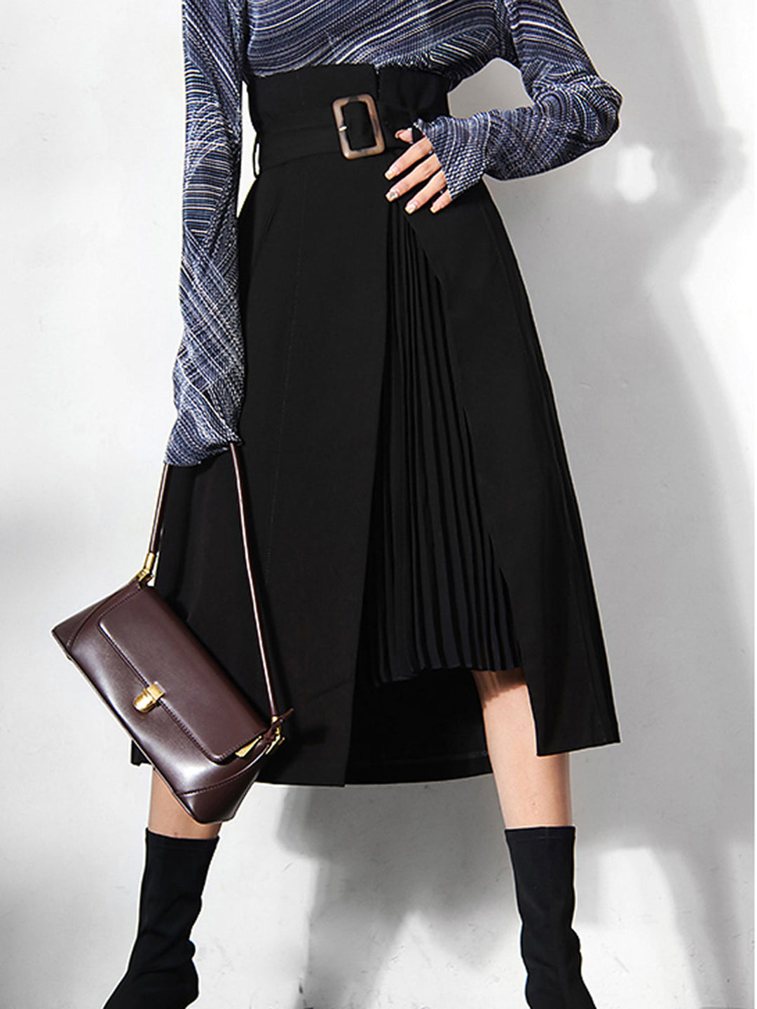 Irregular Package Belted Midi Skirt  Liora Lane Boutique Skirts