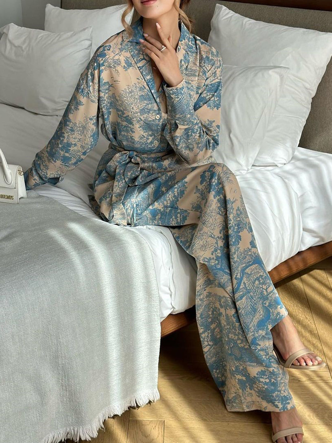 Printed Tie Up Pants Set  Liora Lane Boutique Pant Sets