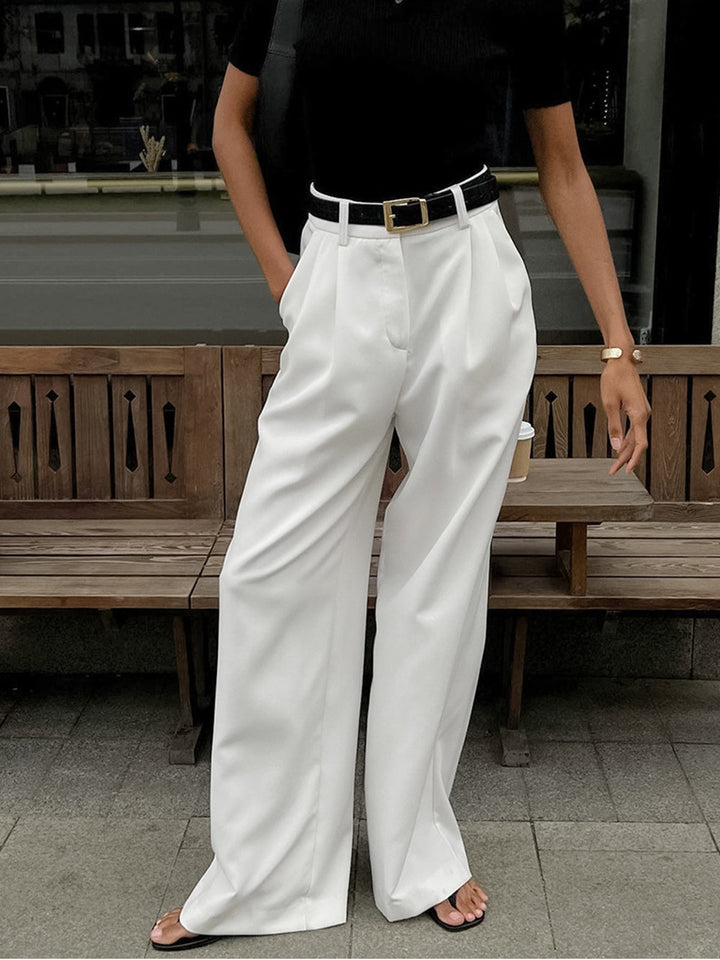 Solid Wide Leg Pants Without Belt  Liora Lane Boutique Pants