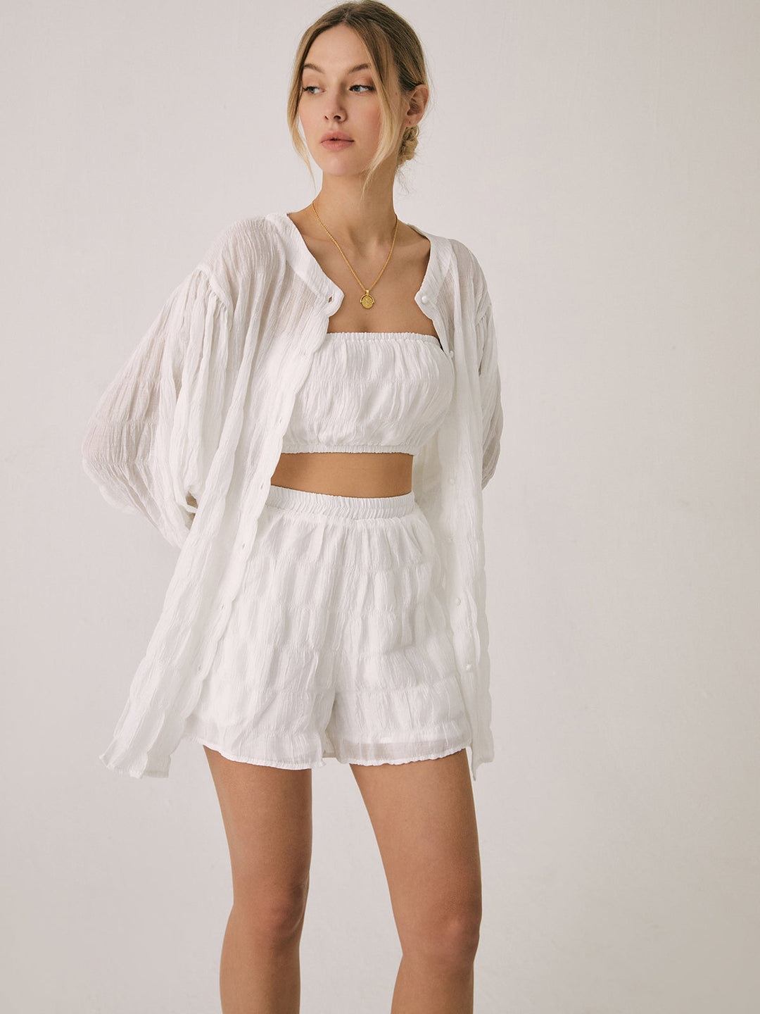 Breathable Three Piece Shorts Set  Liora Lane Boutique Short Sets