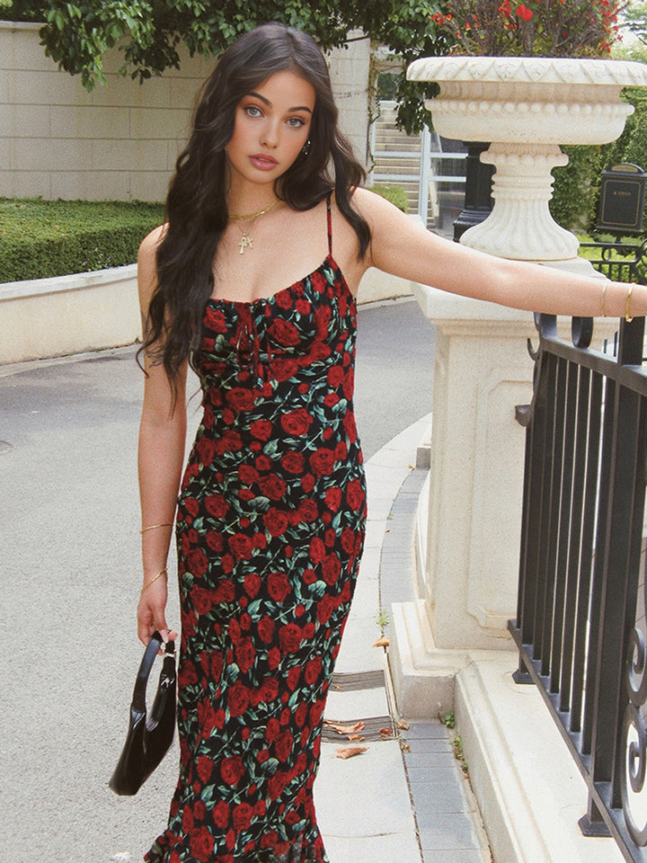 Bulgarian Roses Floral Cami Long Dress  Liora Lane Boutique Dresses