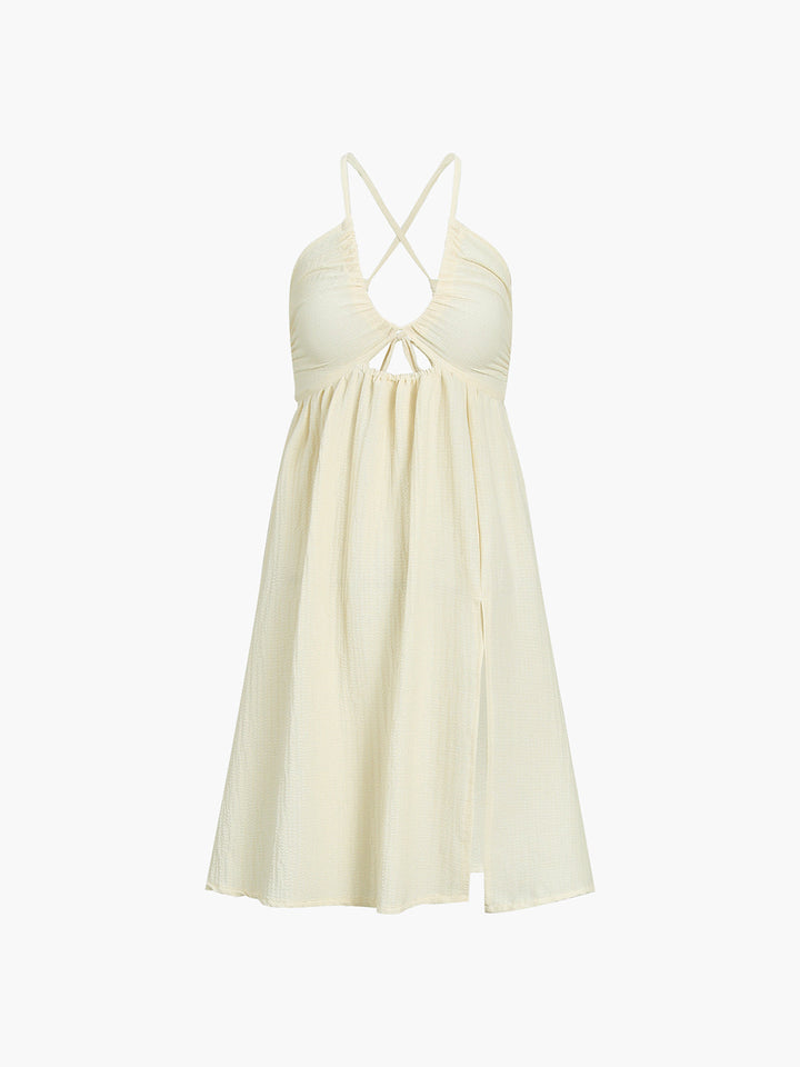 Backless Criss Cross Split Midi Dress  Liora Lane Boutique Dresses