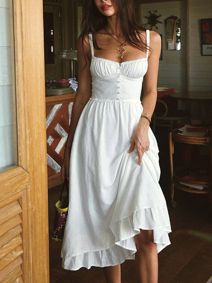 Ruffle Hem Cami Plain Midi Dress  Liora Lane Boutique Dresses