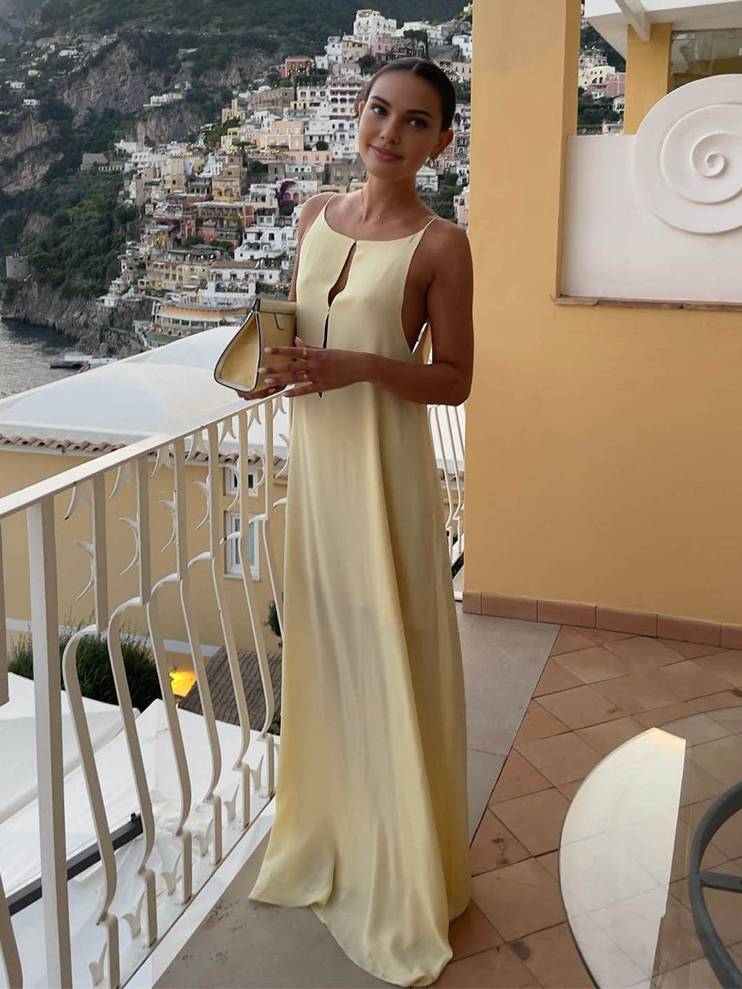 Backless Vacation Satin Long Dress  Liora Lane Boutique Dresses