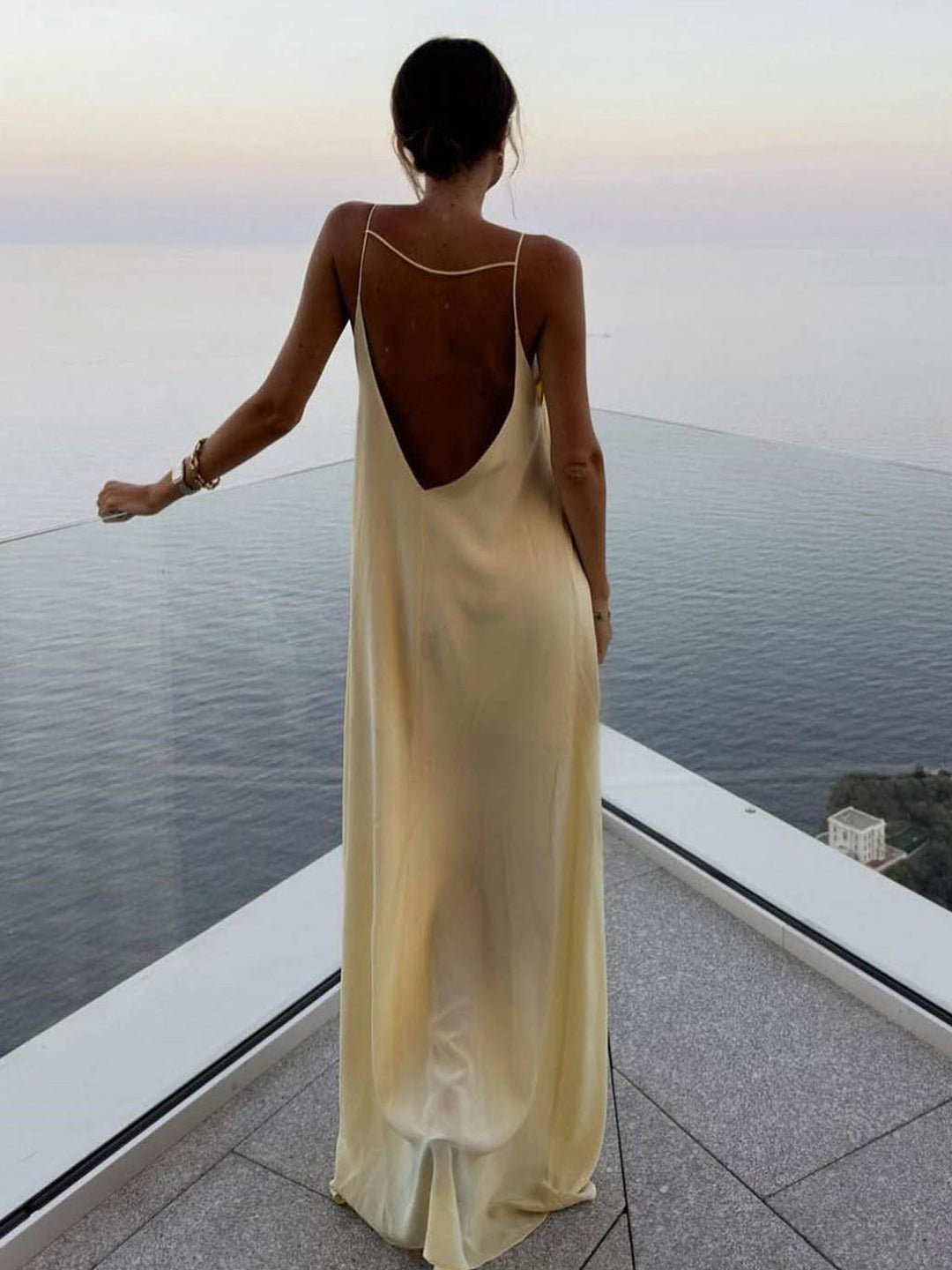 Backless Vacation Satin Long Dress  Liora Lane Boutique Dresses