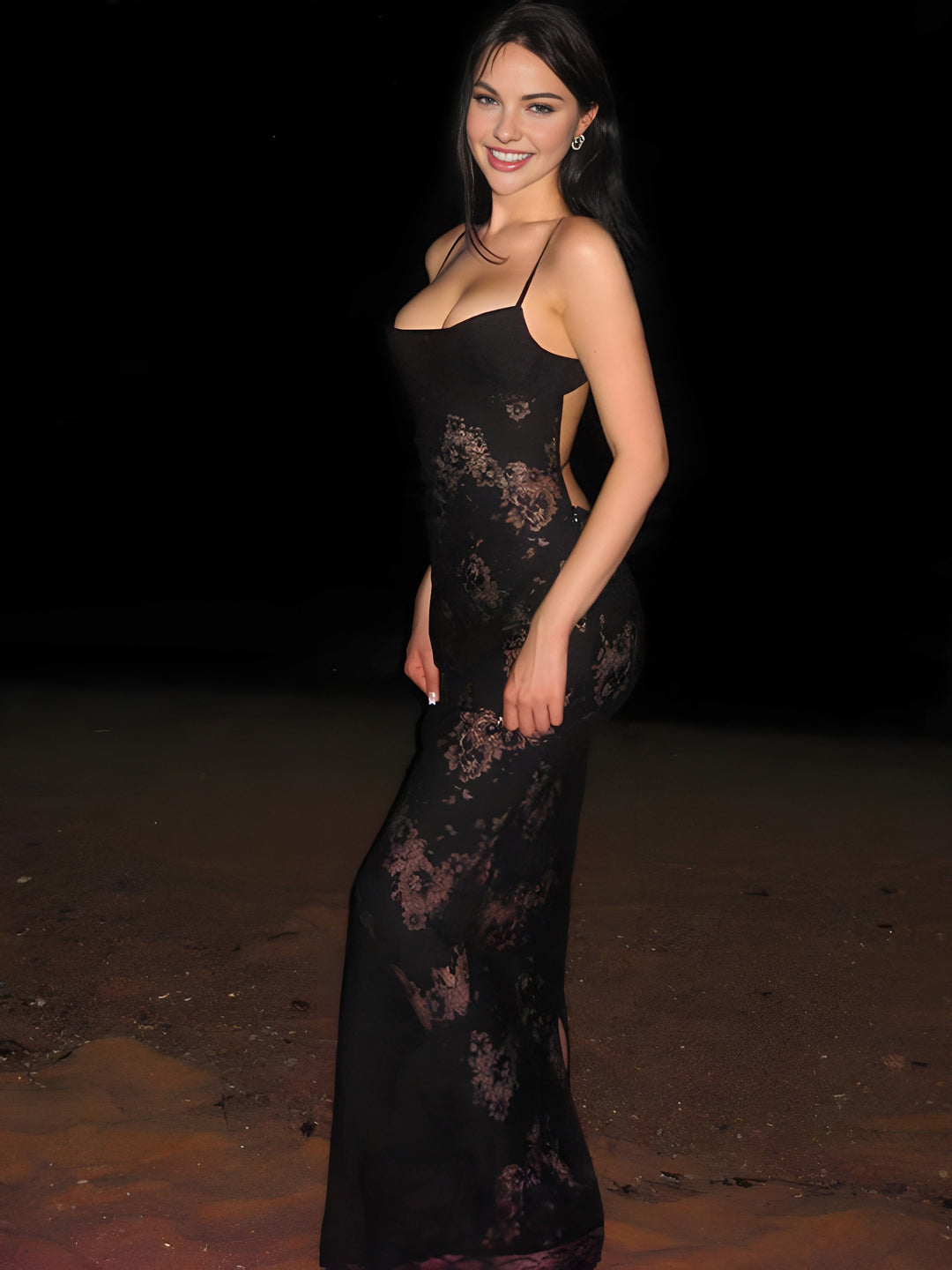 Floral Semi-Sheer Cami Long Dress  Liora Lane Boutique Dresses