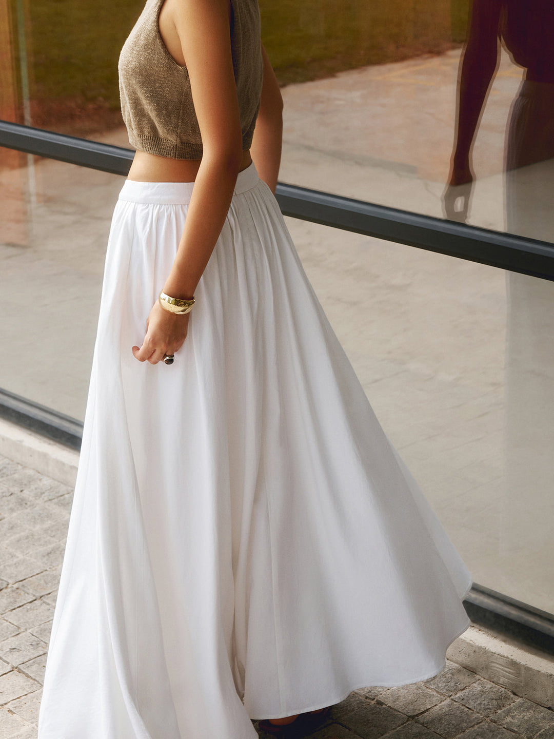 Linen Pleated Maxi Skirt  Liora Lane Boutique Skirts