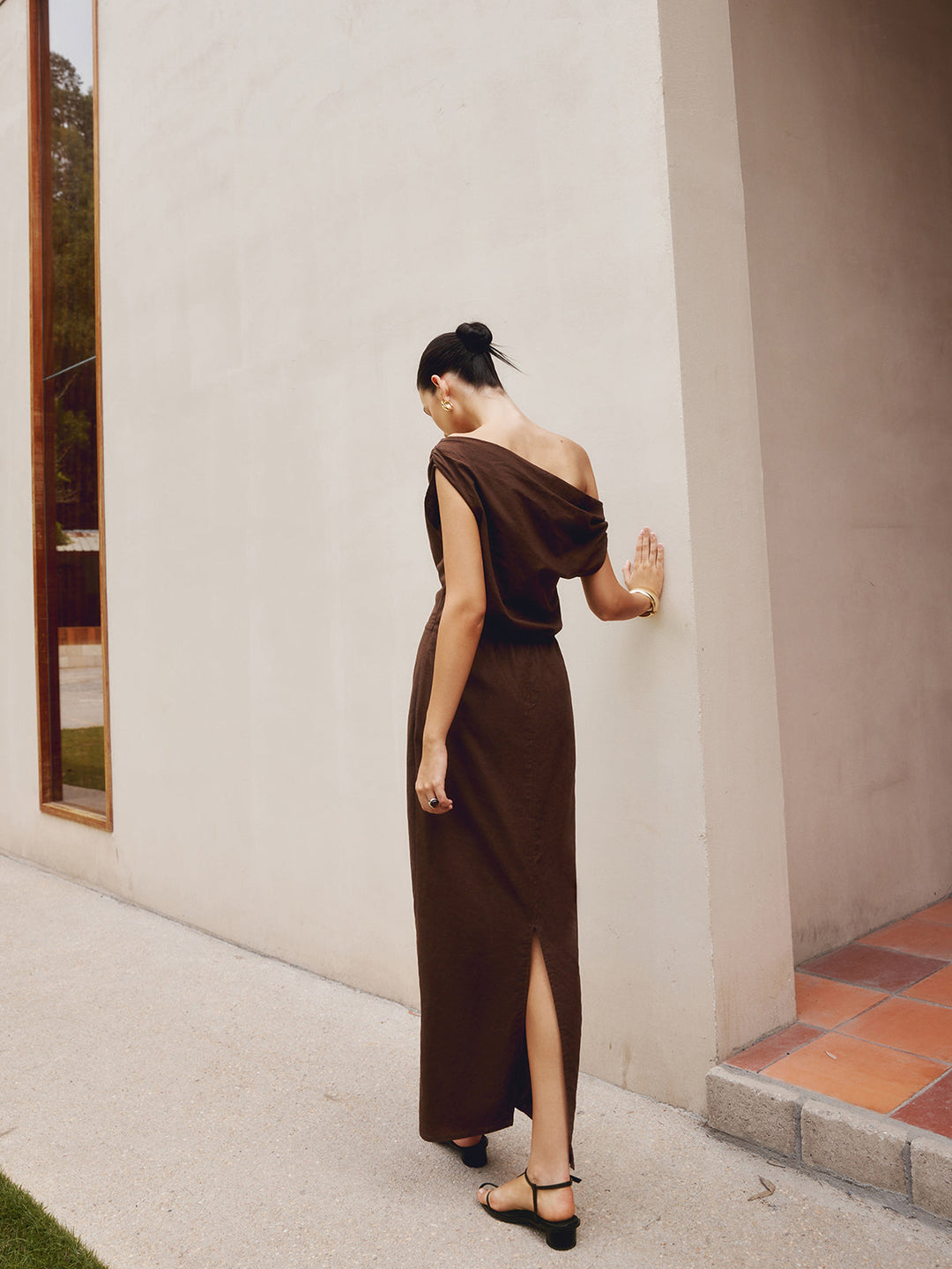 Cotton & Linen Asymmetrical Neck Dress  Liora Lane Boutique Dresses