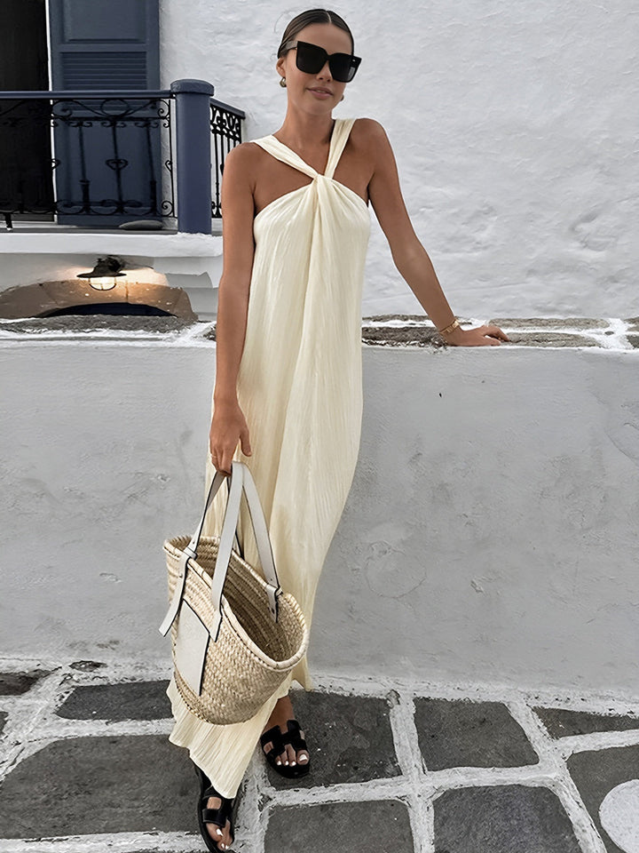 Creamy Halter Long Dress  Liora Lane Boutique Dresses