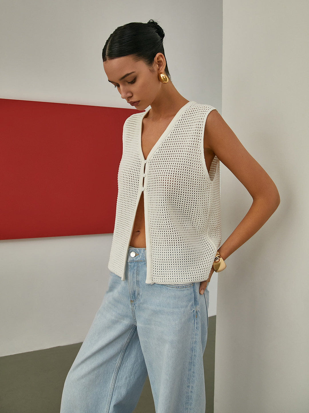 Hollow Sleeveless Knit Cardigan  Liora Lane Boutique Cardigans