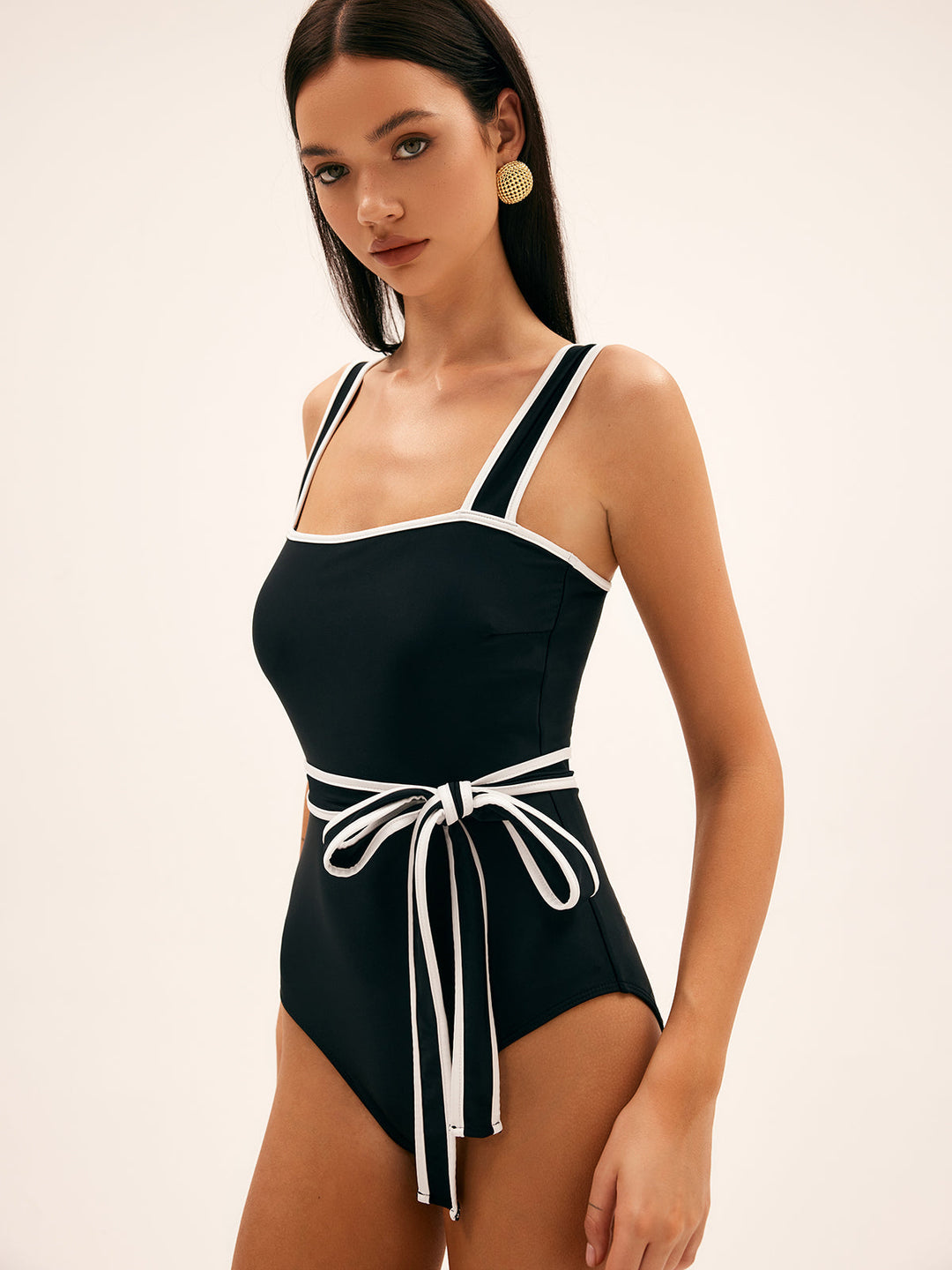 Sunbeam Contrast Belted One Piece Swimsuit  Liora Lane Boutique One-Pieces