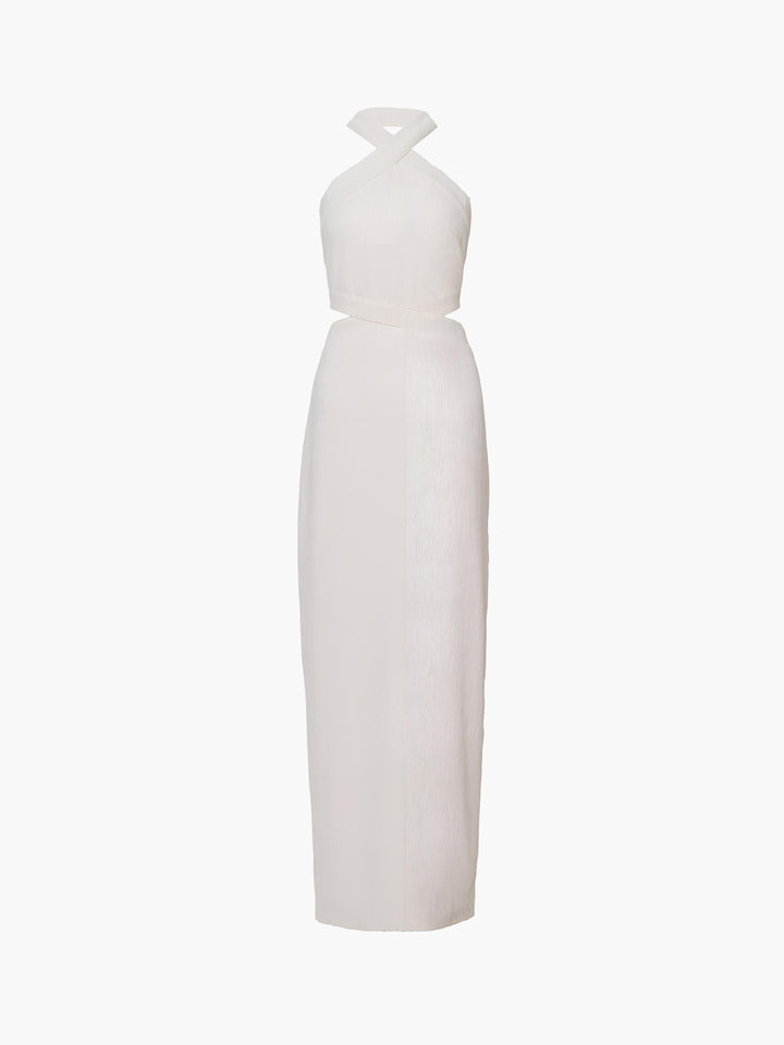 Crisscross Cutout Halter Split Knit  Long Dress  Liora Lane Boutique Dresses