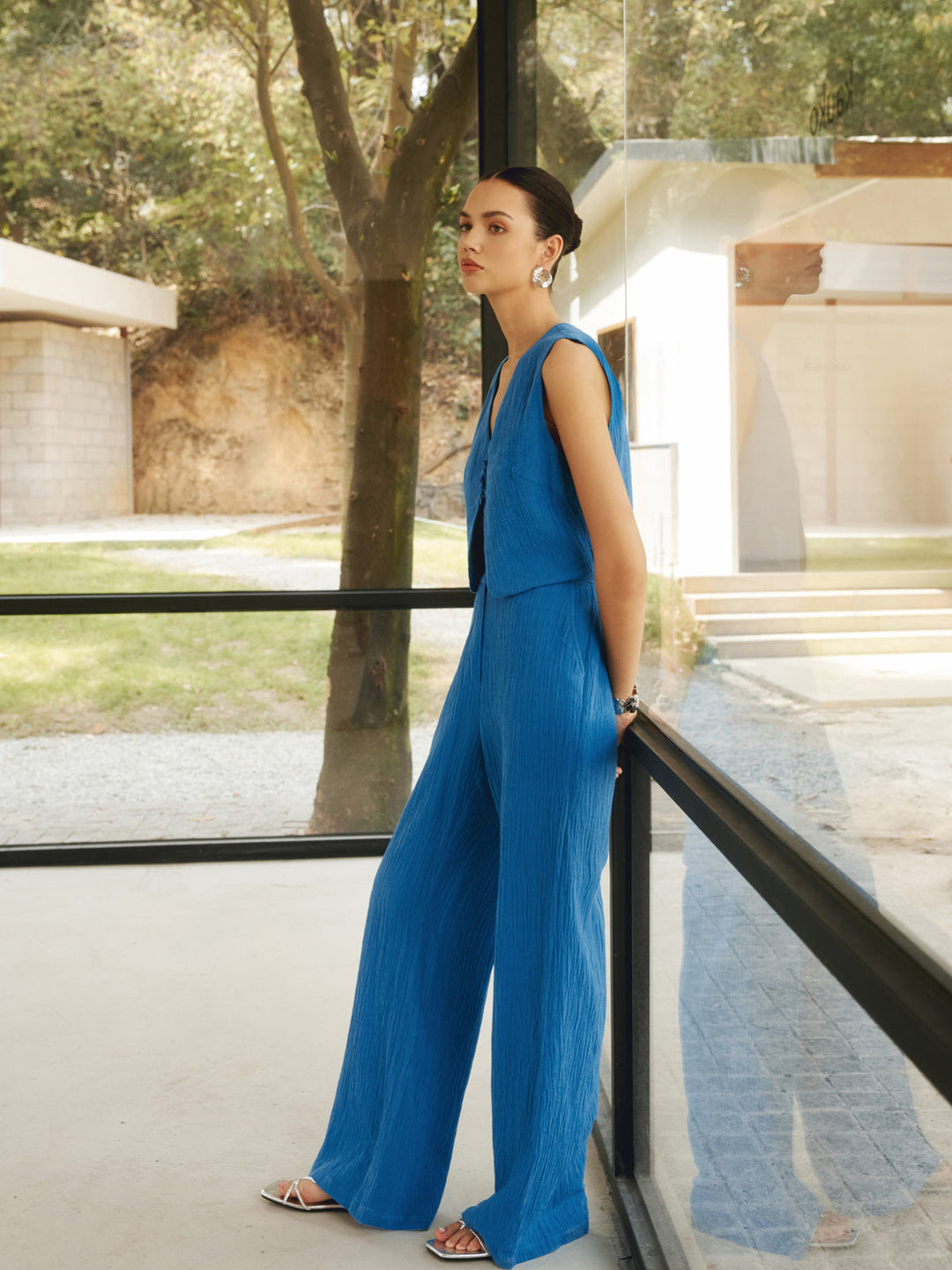Cotton & Linen Leisure Pants Set  Liora Lane Boutique Pant Sets