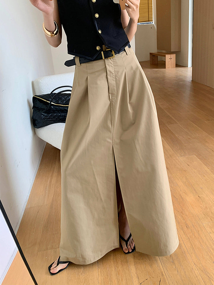 Oversized Cotton Split Maxi Skirt Without Belt  Liora Lane Boutique Skirts