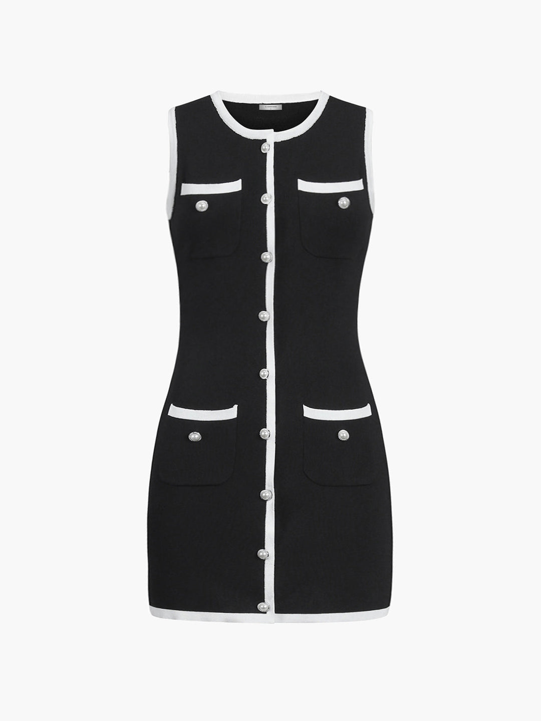 Multi Pocket Button Sleeveless Short Sweater Dress  Liora Lane Boutique Sweater Dresses