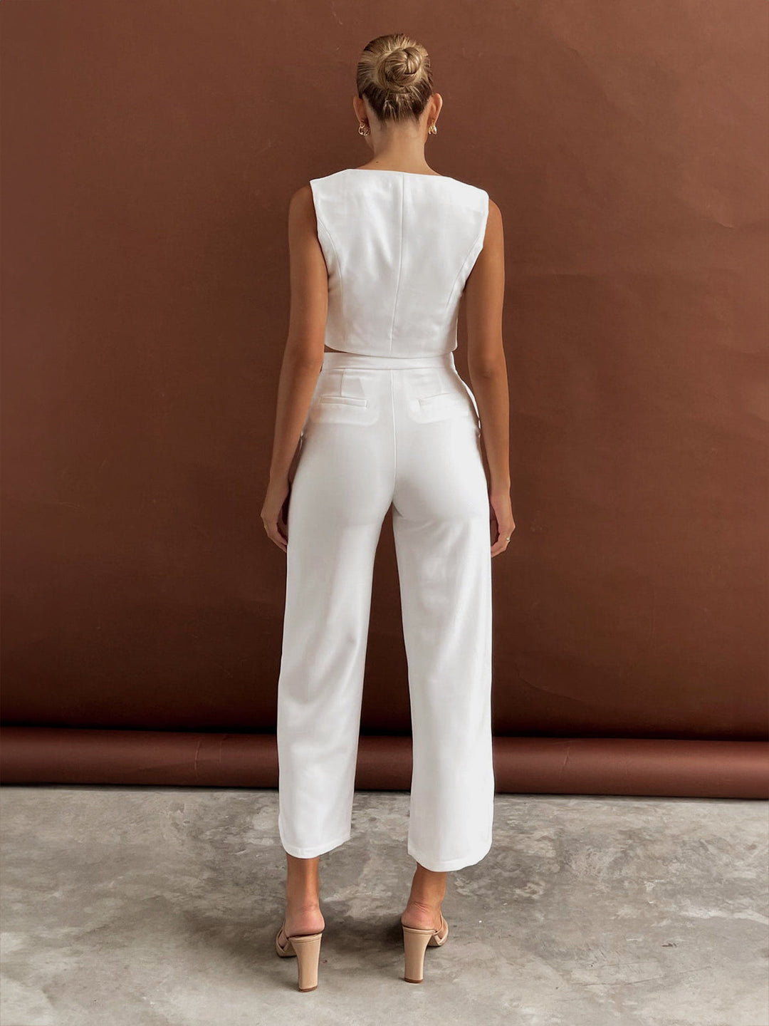 Solid Asymmetrical Straight Leg Pants Set  Liora Lane Boutique Pant Sets