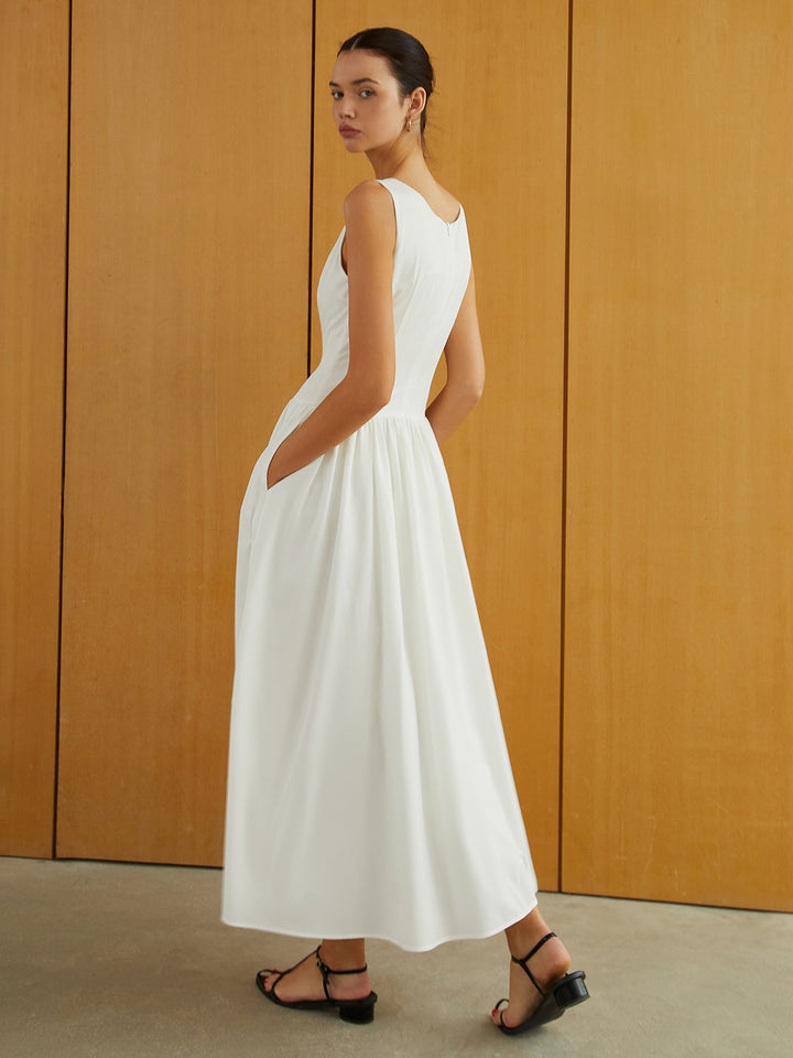 Button-Front Sleeveless Pockets Long Dress  Liora Lane Boutique Dresses