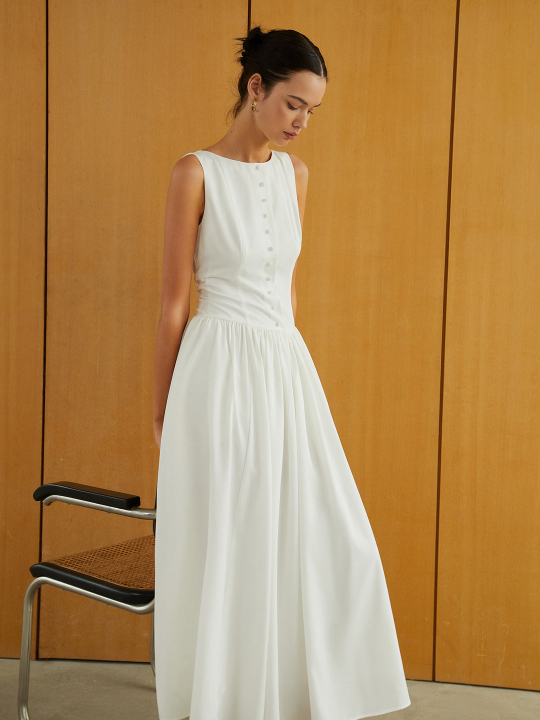 Button-Front Sleeveless Pockets Long Dress  Liora Lane Boutique Dresses