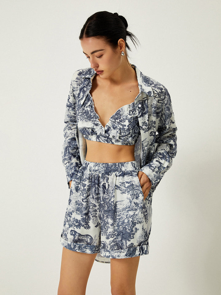 Floral Print Three Piece Shorts Set  Liora Lane Boutique Short Sets
