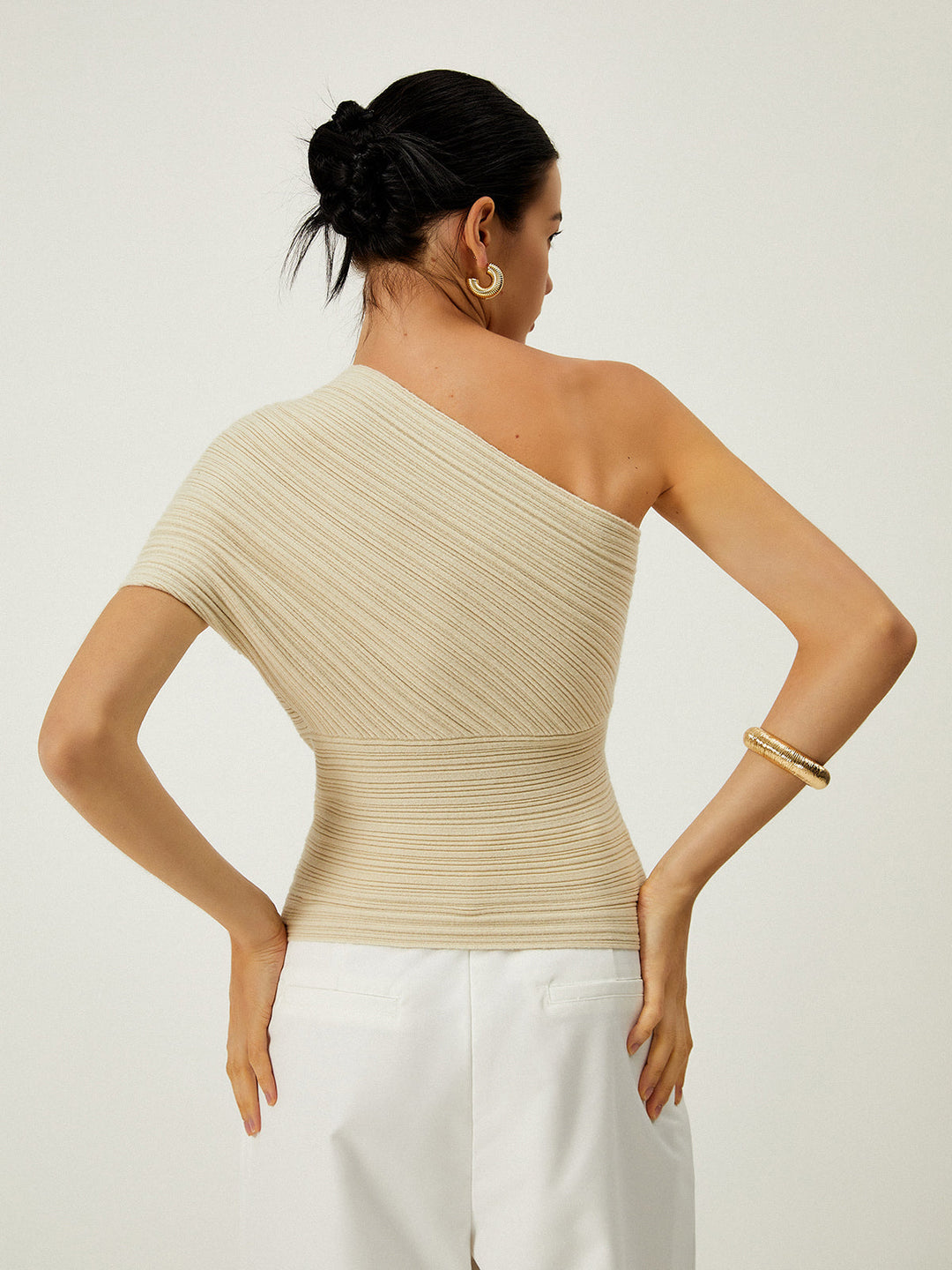 Asymmetrical One Shoulder Knotted Knit Top  Liora Lane Boutique Knit Tops