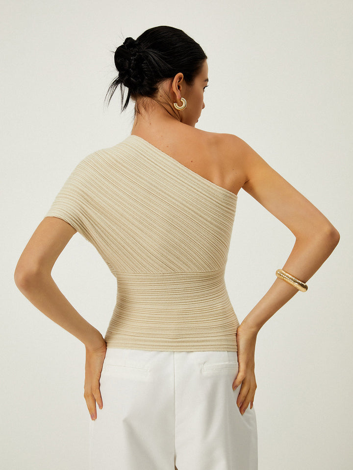 Asymmetrical One Shoulder Knotted Knit Top  Liora Lane Boutique Knit Tops