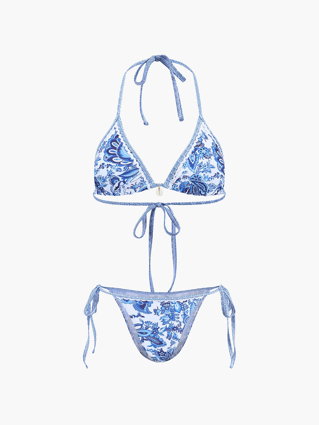 Printed Halter Knotted Bikini Set  Liora Lane Boutique Bikini Sets Blue / L 91.99