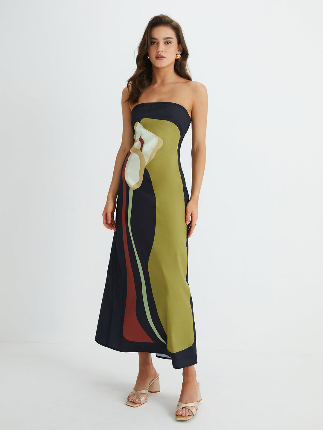 Large Floral Print Split Tube Long Dress  Liora Lane Boutique Dresses