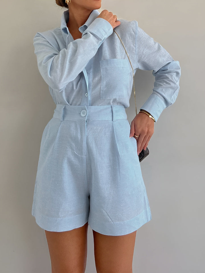 Long Sleeve Loose Shorts Set  Liora Lane Boutique Short Sets