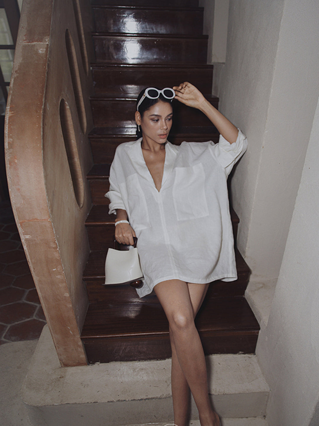 Linen Pockets Semi-Sheer Long Sleeve Dress  Liora Lane Boutique Dresses