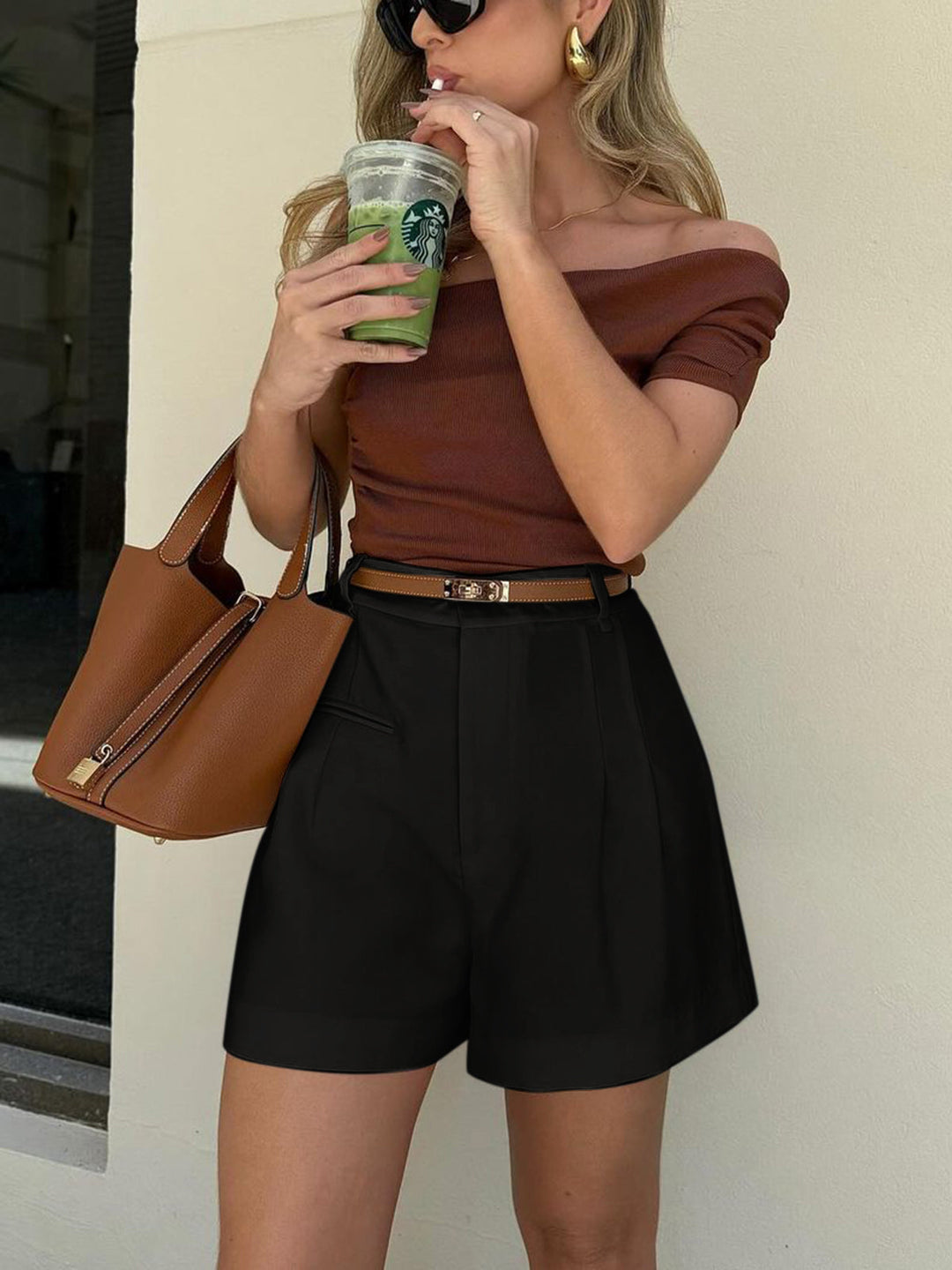 Semi-Sheer Mid-Waist Shorts Without Belt  Liora Lane Boutique Shorts Black / XL 36.00