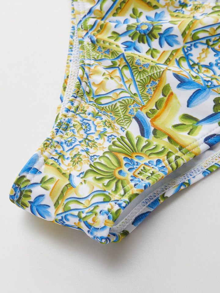 Strapless Print Knotted Bikini Set  Liora Lane Boutique Bikini Sets