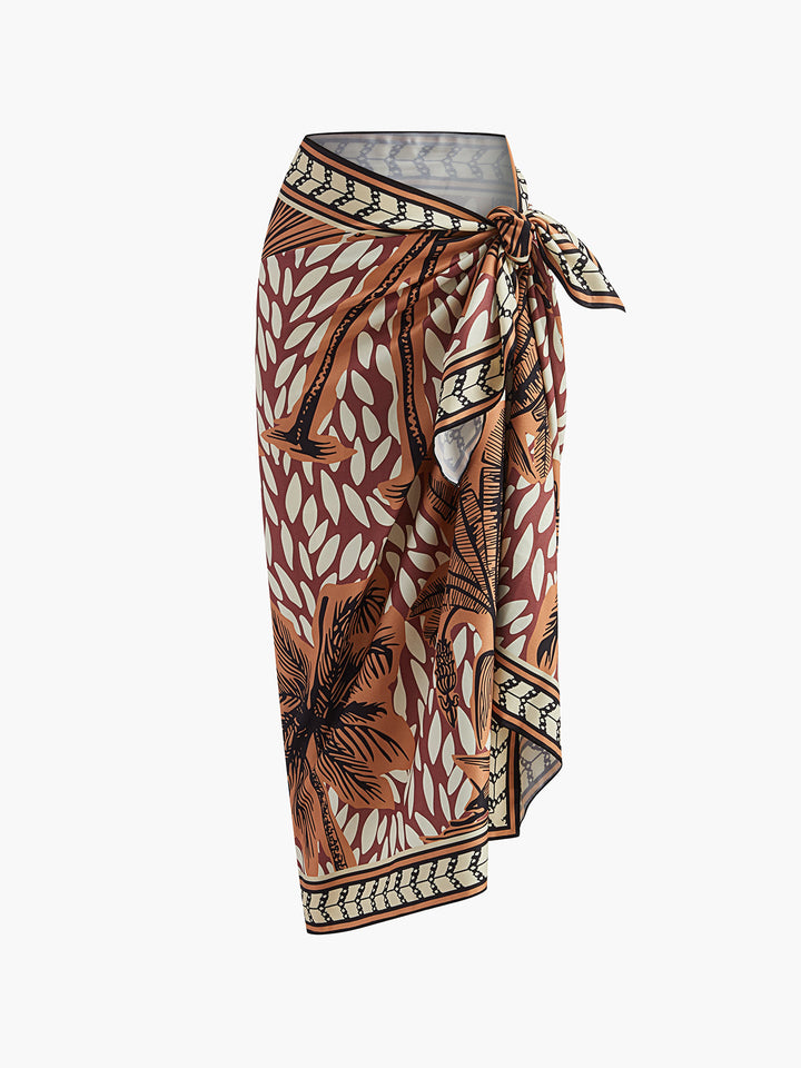 Floral Print Knotted Cover Up  Liora Lane Boutique Kimonos & Cover Ups Brown / XL 89.99